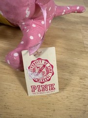 Victoria Secret VS Pink Polka Dot Puppy Dog Yellow Shirt Peace Sign Heart + Tag
