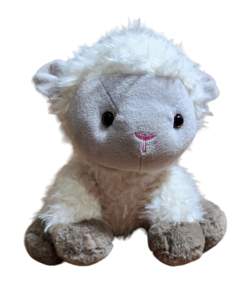 Animal Adventure HTF Lovey Security Plush Sheep Lamb Cream Gray Brown Tan Shaggy