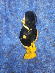 Vintage Gund Rubber Faced Sleeping Eyed Yellow And Black Plush Duck