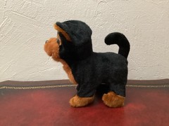 Black & Brown Walking Dog Stuffed Animal Plush Toy Small Battery Operated