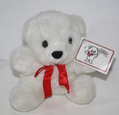 Lucky Plush Toys Red Valentines Bow Teddy Bear 6.5″ White Stuffed Soft New Tag