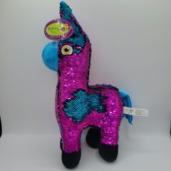 Redemption Plus Sequin Pink and Blue Llama Stuffed Animal – 14″ Plush