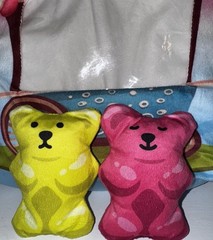 Linzy Gummy Bear Plush Pillow With Clear Pouch Plus Two Crinkle Toys 15” By 11”