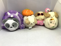 Lot of 4 Coosy Anirollz Plush Burrito Dog Sushi Puppiroll Floatie Panda Dinosaur