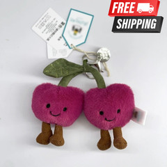 Jellycat Amuseables cherries Bag Charm Key Chain plush Cute Gift new with tags.
