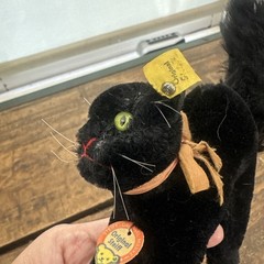VTG STEIFF ORIGINAL GERMAN BLACK HALLOWEEN Tom Kitten CAT 8”Chest Tag & Button