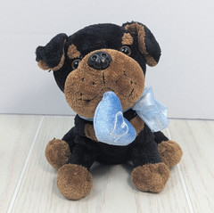 Walmart Small plush Rottweiler Blue Heart bow Black Brown Puppy Dog