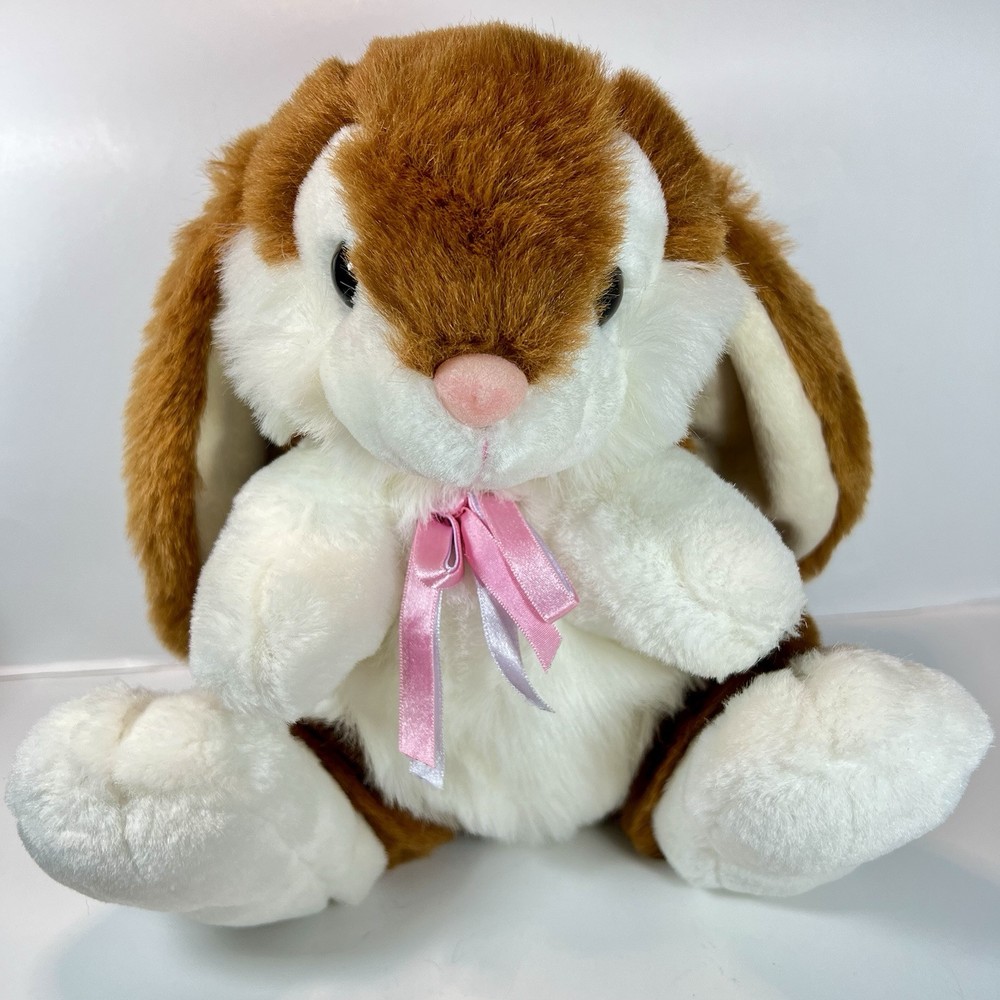 VTG Lemonwood Asia LTD Brown Red White Easter Bunny Rabbit Plush Stuffed Animal