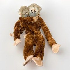 Wild Republic Plush Brown Hanging Squirrel Monkey 21″ Mommy Daddy Baby Hugging