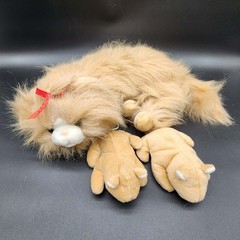 Commonwealth Tan Kit’n Meowing Kitties Vintage 1991 Plush Cat Mother Kitten 90s
