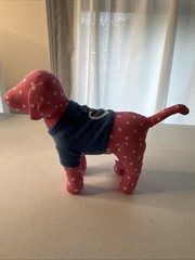 Victoria Secret VS PINK Plush Puppy Dog Polka Dot Blue Shirt Peace Sign