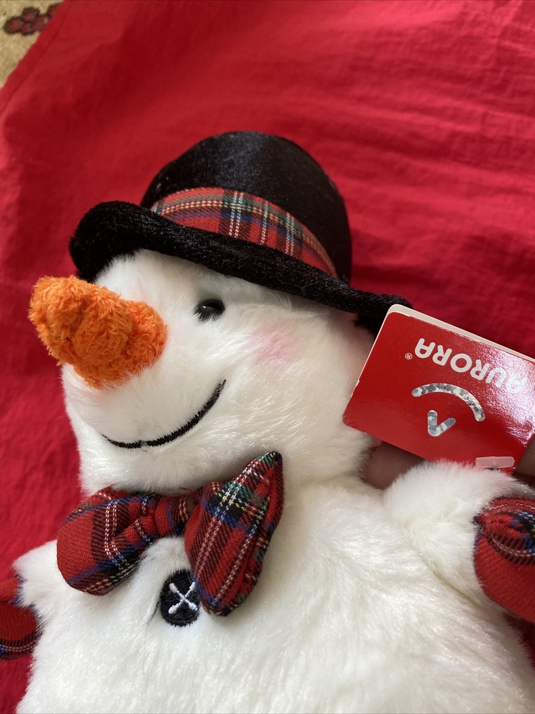 Rare Model AURORA Smiling Snowman Plush Multi Color Beaded Eyes W Tags