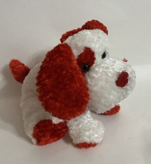 Dan Dee Puppy White And Red Floppy Ears Soft And Cuddly Has A Ribbon Bow Hearts