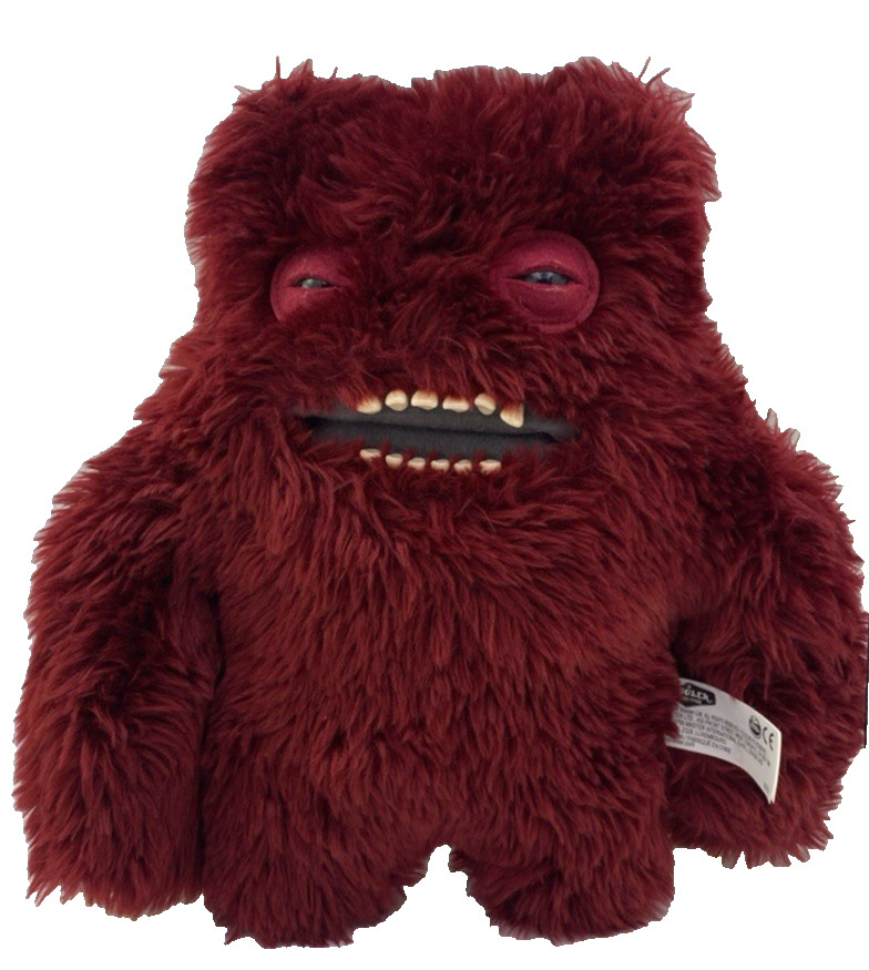 FUGGLER Clawey Funny Ugly Monster Spin Master Plush Red Maroon Toy Teeth 12”