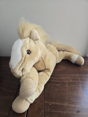 Animal Alley Toys R Us 2000 Brown Tan Horse Plush Y2K Laying Down Stuffed 18″