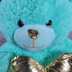 Mint Green Teddy Bear Plush Gold Heart Valentines Day Stuffed Animal Adventure