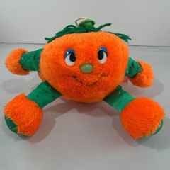 Vintage Fun World Orange Pumpkin Plush Stuffed Animal Halloween Hang Sit Soft