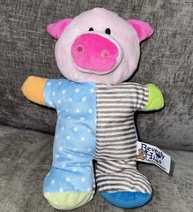BEVERLY HILLS TEDDY BEAR CO Stuffed Animal PIG Stripe Dot Baby Rattle PLUSH 2013