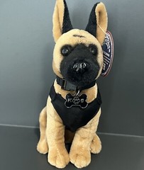 Belgian Malinois-K9 “Blue Line Punisher” w/ Black Vest & Paw Bone Collar!
