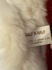 First & Main Half ‘n Half Plush Teddy Bear Red & White Colorblock Heart Bow 10”