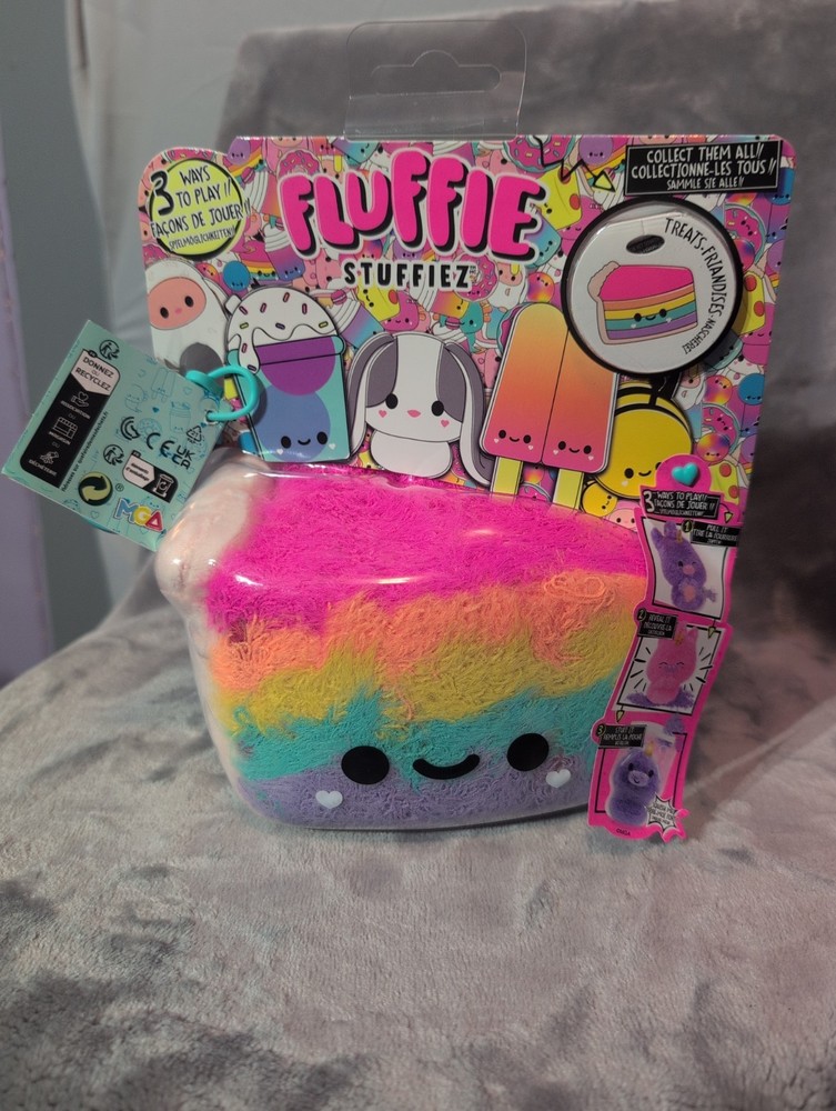 Fluffie Stuffiez Large Rainbow Cake Treats 3 Ways To Play Plush New