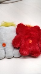 Fuggler Baby Fuggs Set Of 2 Monsters White Sasqoosh Style & Red Baby Fugg Plush