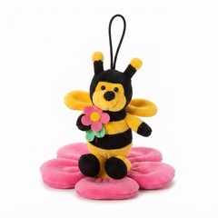 Rare 2008 Toy Network Bee Plush Hanging Ornament on Pink Flower 6” Stuffed Toy