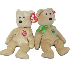 Ty Beanie Bears Pair Thank You Heart & 4-H Shamrock Collector Bears