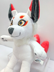 Fursona Pins White Fire Fox Plush Stuffed Animal Red Black Ears 15″ Furry