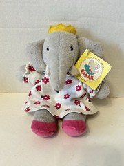 Rare Babar Elephant Queen Celeste Plush 8″ RARE Floral Dress NWT 1991