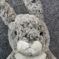Ty Bunny Plush Rabbit Hopper Gray White Stuffed Animal New Beanie Buddies 14″