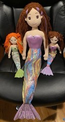 BIG 3ft Sparkling Mermaid Plush Doll & 2 Smaller 18” Mermaid Plushies Yarn Hair