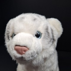 Toys R Us White Tiger Cub Plush Blue Eyes 14” x 8.5″ Stuffed Animal Retired 2012