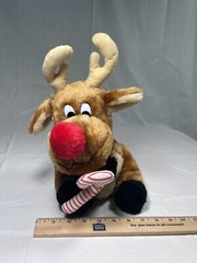 House of Lloyd Red Nosed Reindeer Plush with Candy Cane Christmas 12″