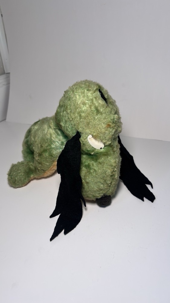 VTG Green Gund Plush Dog Sani Foam Filled Brooklyn NY 1950s 1960s Stuffed Animal