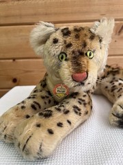 Vintage Mohair Steiff Leopard Cat Plush Reclining Lounging Rare HTF Stuffed