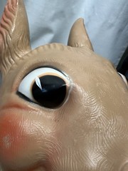 Vintage 1957 Rubber Face Easter Bunny Large Plush Rabbit Carrot MCM
