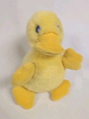 Vintage 1989 Presents Cheryl Johnson Yellow Duck Stuffed Plush Blue Eyes 7″ HTF