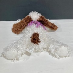 Chosun White Floppy Puppy Dog Brown Tail Ears Nose Plush Pellet Stuffed Toy 12″