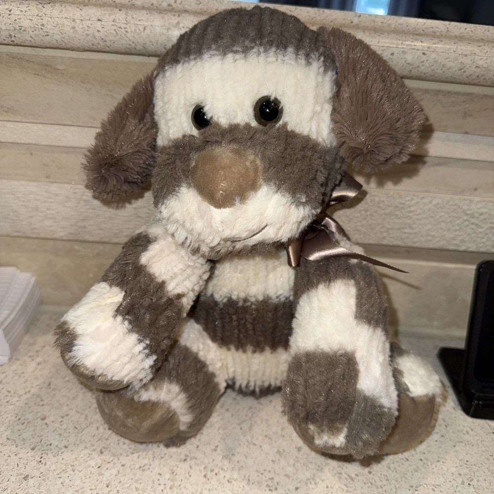 Inter American 11″ Puppy Dog Gray Brown Cream Striped 2018 Stuffed Animal Plush