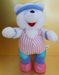 Aerobics 80’s Teddy Bear Plush Stuffed Soft Toy 12″ ACMI Jazzercise Head Band
