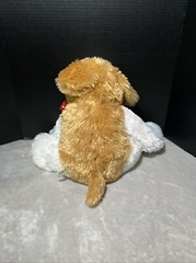 Dan Dee Dog Plush Brown White Puppy Black Nose Red Heart Bow 20″ Floppy Toy Pet
