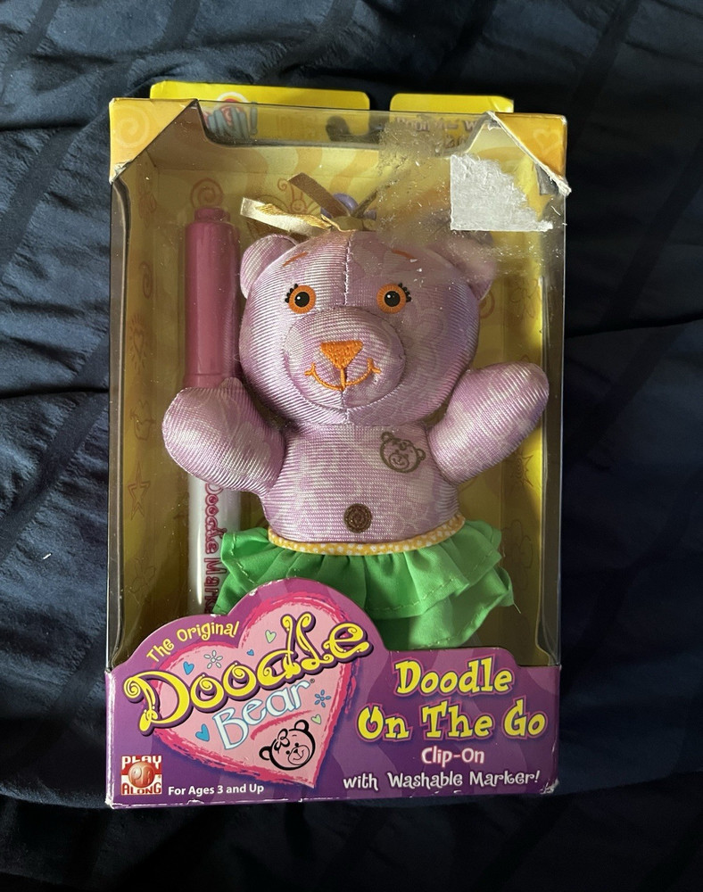2006 Play Along Doodle Bear Doodle On The Go Clip-On Plush w/ Washable Marker