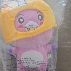 Pink Purple Plush Stuffed Animal Toy with Yellow Hood Helmet, Small 6-14 in