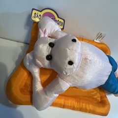 VTG 13″ Kuddle Me Toys Plush Colorful Nylon Puffy HIPPO On Float Stuffed Animal