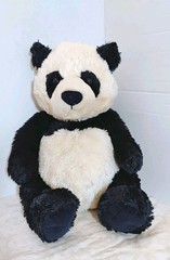 Retired GUND Zi-Bo Panda Bear Plush Bear Navy Blue & Cream #320708 13″ Sitting