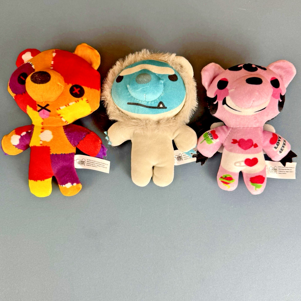 Lot Of 3 Deddy Bears 6″ Mini Plush Bulgebear Frostbite Slick