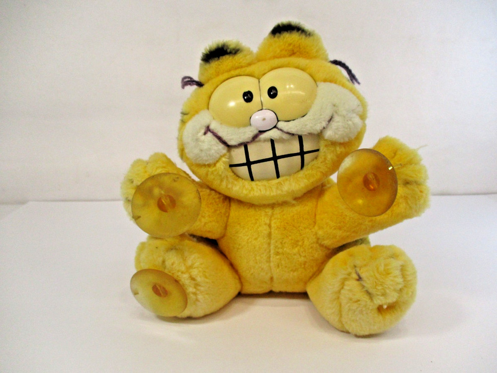 Vtg 1981 Garfield 7″ Plush “Stuck On You” Window Cling Dakin Stuffed Toy *Faded