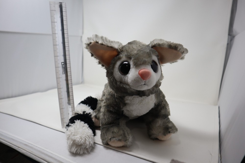 Wishpets 2011 Plush Grey Gray Standing Ringtail Cat 12″ Black White Striped Tail