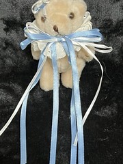 VTG House of Lloyd Bear W/Blue Bows Bear 5”Collectible Plush Fully Jointed NICE